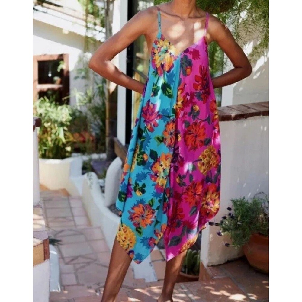 Anthropologie Handkerchief Scarf Dress Floral Boho Whimsy Modal Beachy Coastal